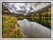 Góry Skaliste, Jezioro, Officers Gulch Pond, Drzewa, Stan Kolorado, Stany Zjednoczone