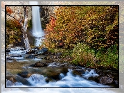 Argentyna, Patagonia, Skały, Wodospad, Salto do Chorrillo, Park Narodowy Los Glaciares, Rzeka, Jesień, Drzewa