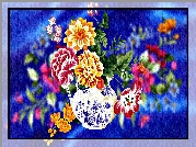 Malowane, Kwiaty, Wazon, Grafika