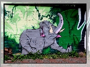 Street art, Słoń, Mural