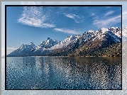 Góry, Jezioro, Jackson Lake, Park Narodowy Grand Teton, Wyoming, Stany Zjednoczone