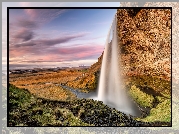 Islandia, Wodospad Seljalandsfoss, Skała, Rzeka