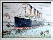 Reprodukcja obrazu, Morze, Parowiec, Titanic, Łódki