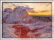 Zachód słońca, Skały, Marble Canyon, Vermillion Cliffs National Monument, Arizona, Stany Zjednoczone