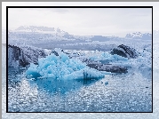 Laguna, Jezioro Jokulsarlon, Islandia, Kamienie, Lód, Bryły, Zima