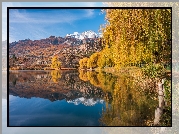 Francja, La Roche de Rame, Góry, Jezioro Lac de la Roche de Rame, Las, Drzewa, Jesień, Odbicie