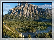 Góra, Mount Rundle, Drzewa, Jezioro, Park Narodowy Banff, Kanada