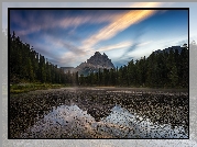 Jezioro, Antorno Lake, Góry, Dolomity, Masyw, Tre Cime di Lavaredo, Drzewa, Odbicie, Prowincja Belluno, Włochy