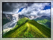 Góry, Śnieg, Niebo, Chmury, Chkhutnieri Pass, Upper Svaneti, Gruzja