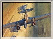 Reprodukcja obrazu, Jarosław Wróbel, Samolot, Bombowiec, PZL.37 B ŁOŚ, Lot, Czołgi