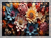 Kwiaty, Kolorowe, Bukiet, Grafika