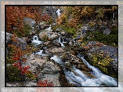 Argentyna, Park Narodowy Los Glaciares, Patagonia, Rzeka, Kaskada, Skały, Jesień, Roślinność