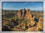 Stany Zjednoczone, Stan Oregon, Park stanowy Smith Rock, Góry, Skały, Rzeka, Crooked River