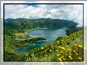 Jezioro, Lagoa de Fodo, Góry, Azory, Sao Miguel, Wyspa, Portugalia