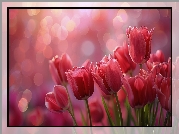 Czerwone, Tulipany, Bokeh