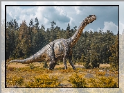 Dinozaur, Brachiozaur, Drzewa, Grafika