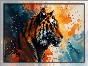 Tygrys, Profil, Kolorowe, Tło, Grafika