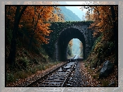 Most, Kamienny, Tory, Drzewa, Jesień, AI