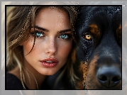 Kobieta, Twarz, Pies