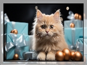 Biszkoptowy, Mały, Kot, Prezenty, Bombki