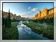 Góry, Skaliste, Formacje, Skalne, Drzewa, Rzeka