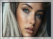 Dziewczyna, Blondynka, Szare, Oczy, Grafika AI