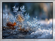 Zima, Śnieżynki, Śnieg, Grafika AI