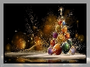 Boże Narodzenie, Choinka, Kolorowe, Bombki, Grafika AI