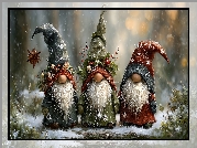 Trzy, Skrzaty, Białe, Brody, Grafika AI