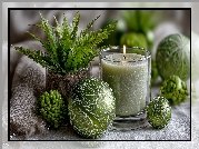 Świeca, Bombki, Paproć, Grafika AI, Świąteczna