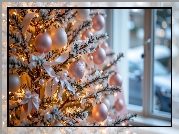 Choinka, Bombki, Różowe, Ozdoby, Boże Narodzenie, Grafika AI