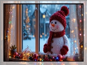 Bałwanek, Czapka, Szalik, Okno, Dekoracje