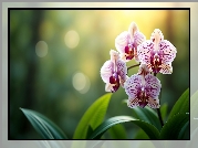 Fioletowy, Kwiat, Storczyk, Liście, AI