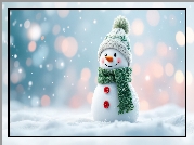 Zima, Śnieg, Bałwanek, Czapka, Szalik