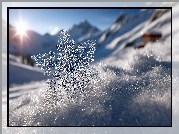 Śnieżynka, Śnieg, Słońce, Góry, Grafika AI