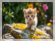 Kot, Kotek, Skała, Grafika AI