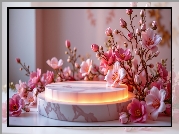 Podświetlone, Podium, Różowe, Kwiaty, Pąki