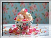 Lody, Gałki, Miseczka, Płatki, Kwiaty