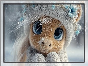 Zabawka, Maskotka, Kucyk, Czapka, Szalik, Duże, Oczy, Grafika AI