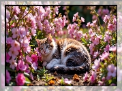 Kot, Kwiaty, Różowe