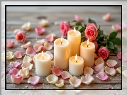 Świeczki, Płatki, Róże