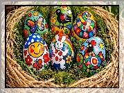 Wielkanoc, Pisanki, Udekorowane, Gniazdko
