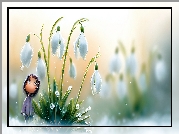 Przebiśniegi, Białe, Kwiaty, Dziewczyna, Grafika AI