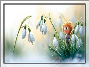 Przebiśniegi, Kwiaty, Dziewczynka, Grafika AI