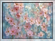 Drobne, Różowe, Białe, Kwiaty, Grafika AI