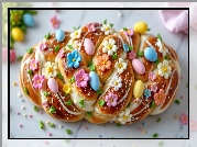 Chleb, Kwiaty, Kolorowe, Pisanki, Wielkanoc, Grafika AI