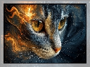 Kot, Żółte, Oczy, Grafika AI