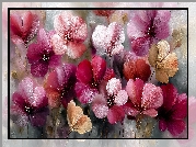 Kwiaty, Kolorowe, Różowe, Grafika AI