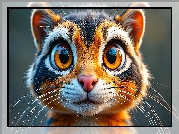 Zwierzę, Głowa, Duże, Oczy, Grafika AI