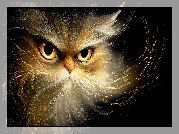 Kot, Żółte, Oczy, Długie, Wąsy, Grafika AI